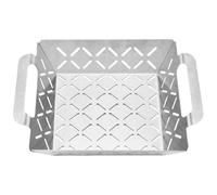 Grilling Basket, Outdoor BBQ Basket, 10.43x8.5x2.36in Thicken Stainless Steel Net, Multipurpose Cooking Tool for Meat Vegetables, Shrimp, Patio, Kitchen, Camping, Silver