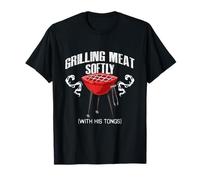 Grilling Meat Softly With His Tongs Funny BBQ Griller Lovers Maglietta