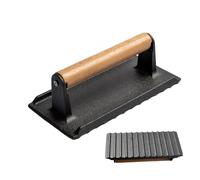 Grilling Utensils and Cooking Accessories For Tacos, Steaks, Burgers, Bacon, Sausages | Weighted Cooking Grill Press | Heavy-Duty Cast Iron Press and Steak Weight with A Wooden Handle -