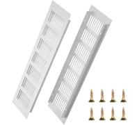 Grillix 2 Pezzi Griglia di Ventilazione in Alluminio, Griglia di Aerazione Rettangolare con Chiusura, 40 x8 cm, Migliora la Ventilazione della Stanza, per Cucine Armadi Bagni, Grigio Argento