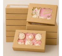 Grillix Scatole per Dolci Prima Comunione, Scatole per Dolci con Finestra, per Biscotti, 20 Pezzo, Cupcake e Regali da Asporto, 7x4.3x1.5 Pollici