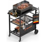 GRILLMATE Tavolo da barbecue per esterni, resistente alle intemperie, pieghevole, carrello per barbecue, barbecue a gas, forno per pizza, tavolino per balcone, resistente alla ruggine, portatile