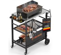 GRILLMATE Tavolo da barbecue per esterni, resistente alle intemperie, pieghevole, carrello per barbecue, barbecue a gas, forno per pizza, tavolino per balcone, resistente alla ruggine, portatile, in