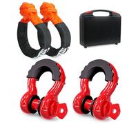 Grillo a D da 3/4 di pollice con perno a vite da 7/8", resistenza alla rottura di 20.000 kg, gancio morbido da 1/2" (17000 kg), moschettone in acciaio resistente per rimorchio, recupero fuoristrada