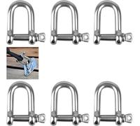 Grillo a forma di D, grillo con anello a D in acciaio inossidabile 304, grillo con anello a D in acciaio inossidabile, grillo in acciaio inossidabile M8, grillo con anello a D dritto, 6 pezzi