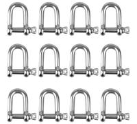 Grillo a forma di D, grillo con anello a D in acciaio inossidabile 304, grillo con anello a D M4, grillo con anello a D dritto, grillo a D, grillo a D in acciaio inossidabile, 12 pezzi