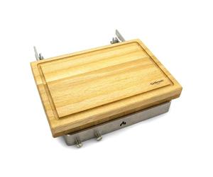 Grillrost.com Das Original Supporto per Tutte Le Piastre da Fuoco con Uno Spessore di 3-12 mm | Legno di faggio e Acciaio Inox - Made in Germany