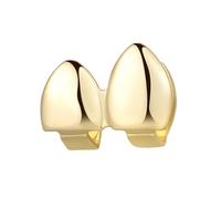 Grillz A Doppio Dente Placcati In Oro Lucido Hip Hop Per Uomo E Donna, Gioielli Unici Per La Bocca, Accessori Di Moda Per Feste Cosplay(Gold)