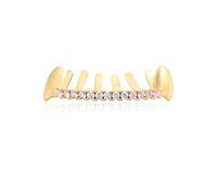 Grillz Denti Cap Grillz per i tuoi denti Stella Diamante Grillz Denti per Uomini Denti Oro 2pcs Argento + 14K Placcato Oro 14K Singolo Grillz per Donne Costume Rapper, one size, Ottone, Nessuna pietra