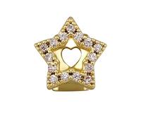 Grillz Singolo per Dente con Disegno Stella Cava, Placcato Oro e Argento 18K Accessorio Dentale Hip Hop, Gioiello Moda Unisex Regalo(Gold)