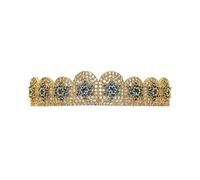 Grillz Stella Diamante Blu Sei Denti, Microincastonati 18K Placcato Oro e Argento, Gioiello Hip-Hop Unisex Regalo Decorativo per Uomo e Donna(Gold,Upper teeth)