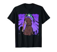 Grim Mietitore Divertente Halloween Angelo della Morte Occulto Gotico Maglietta