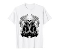 Grim Reaper Angelo della Morte Pregando Ali Scheletro Maglietta