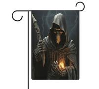 Grim-Reaper - Bandiera da giardino per casa, prato, cartello di benvenuto, su entrambi i lati, piccole bandiere personalizzate per piscina, cortile, decorazione da parete per la casa, 32 x 47 cm