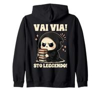 Grim Reaper Book Worm Simpatico Scheletro Libri Libro di Felpa con Cappuccio