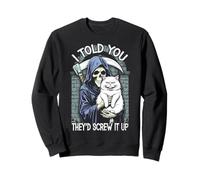 Grim Reaper Cat Humans Screw It Up Sarcastico Gatti Halloween Felpa