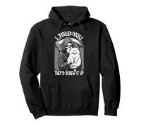 Grim Reaper Cat Humans Screw It Up Sarcastico Gatti Halloween Felpa con Cappuccio