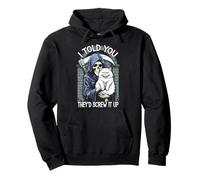 Grim Reaper Cat Humans Screw It Up Sarcastico Gatti Halloween Felpa con Cappuccio