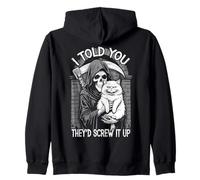 Grim Reaper Cat Humans Screw It Up Sarcastico Gatti Halloween Felpa con Cappuccio