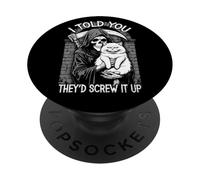 Grim Reaper Cat Humans Screw It Up Sarcastico Gatti Halloween PopSockets PopGrip Adesivo