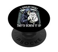 Grim Reaper Cat Humans Screw It Up Sarcastico Gatti Halloween PopSockets PopGrip Adesivo