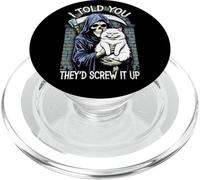 Grim Reaper Cat Humans Screw It Up Sarcastico Gatti Halloween PopSockets PopGrip per MagSafe