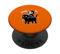 Grim Reaper Cavalcando Gatto Nero Halloween Costume Spooky Night PopSockets PopGrip Adesivo