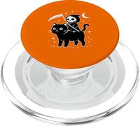 Grim Reaper Cavalcando Gatto Nero Halloween Costume Spooky Night PopSockets PopGrip per MagSafe
