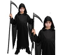 Grim Reaper Costume Demone Nero Fantasma Vestaglia Bambini Halloween