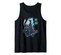 Grim Reaper Creepy Carino Gatto Nero Pastello Goth Kawaii Anime Canotta