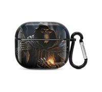 Grim Reaper - Custodia per auricolari Bluetooth a corpo intero, protezione antiurto, custodia rigida con supporto per ricarica wireless con portachiavi, regalo personalizzato per AirPods 3