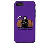 Grim Reaper gatto nero seduto sul giro La morte può aspettare divertente Custodia per iPhone SE (2020) / 7/8