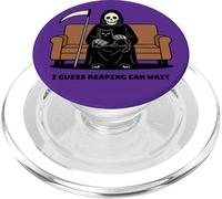 Grim Reaper gatto nero seduto sul giro La morte può aspettare divertente PopSockets PopGrip per MagSafe