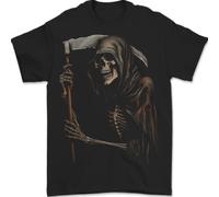 Grim Reaper Gothic Heavy Metal Skull Maglietta Uomo 100% Cotone