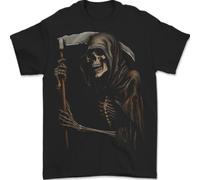 Grim Reaper Gothic Heavy Metal Skull Uomo T-Shirt 100% Cotone