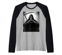 Grim Reaper Horror Poster Halloween Maglia con Maniche Raglan
