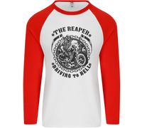Grim Reaper Motocicletta Motociclista Uomo L/S Baseball T-Shirt