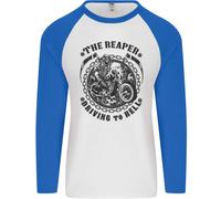 Grim Reaper Motocicletta Motociclista Uomo L/S Baseball T-Shirt