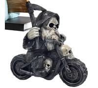 Ğrim Reaper Motorcycle Rider Statue - Resin Gothic Biker Figurine Desktop | Sturdy Striking Design for Bookcase, Shelf, Nightstand, Coffee Table, Display Cabinet, Game Room or Themed Bar