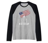 Grim Reaper Not Today Grunge Goth Distressed con bandiera USA Maglia con Maniche Raglan