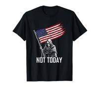 Grim Reaper Not Today Grunge Goth Distressed con bandiera USA Maglietta