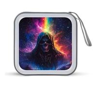 Grim Reaper - Porta CD con scheletro gotico, portatile, capacità 40, organizer per DVD, per viaggi in auto