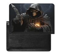Grim-Reaper - Porta passaporto da viaggio in pelle PU, porta passaporto, libro e carte, custodia per passaporto, ultra sottile, per donne e uomini