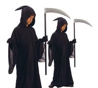 Grim Reaper Ragazzi Nero Halloween Bambini Vestito Nero Vestaglia