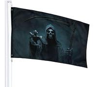 Grim Reaper Reaching Flag 3x5 Ft Outdoor Double Sided 100% Polyester Duty Durable Flags With Preset Hole For Home Office Garden Holiday Decorations