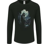 Grim Reaper Ritorna Dall'Inferno Teschio Uomo Manica Lunga T-Shirt