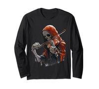 Grim Reaper - Scheletro Gotico Che Suona Violino Musica Halloween Maglia a Manica