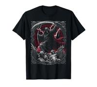 Grim Reaper Scythe Fallen Angels Dark Gothic Horror Art Tee Tee Maglietta