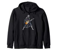 Grim Reaper Suonare la Chitarra - Scheletro Chitarrista Rock Felpa con Cappuccio