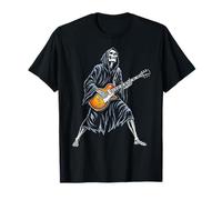 Grim Reaper Suonare la Chitarra - Scheletro Chitarrista Rock Maglietta